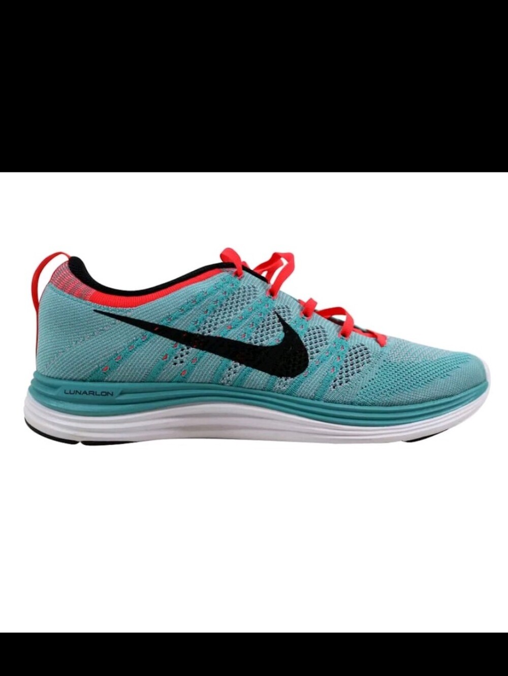 Nike Women’s Flyknit Lunarlon Running Shoe in Turquoise, Coral, Black